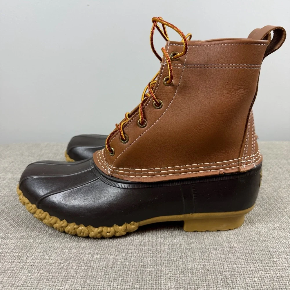L.L. Bean Boots 8” Waterproof Tan Gum Duck Boots Men’s Size 8 Wide Work Rain